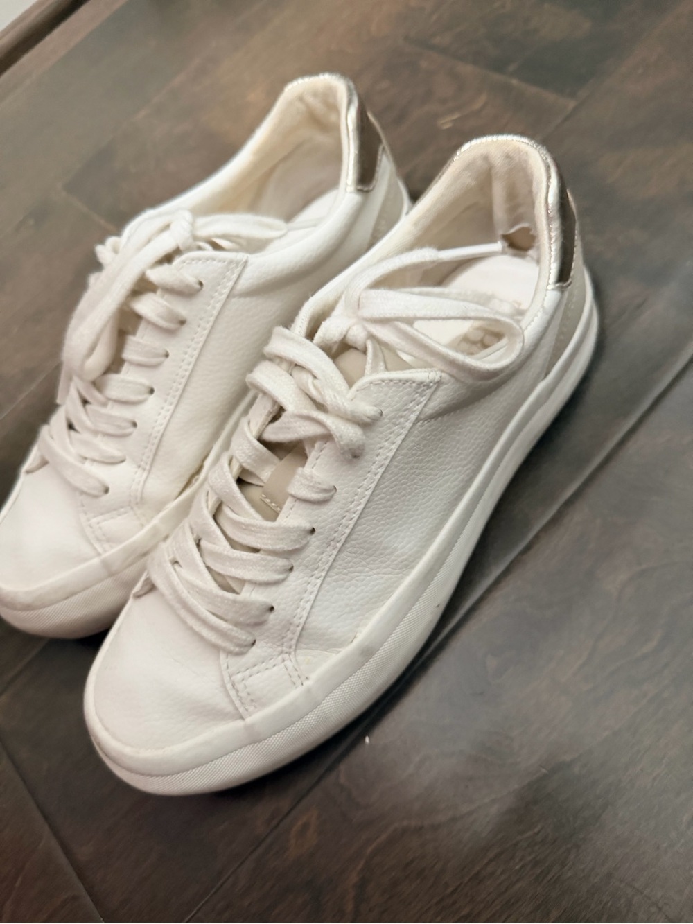 Zara White Leather Low-Top Sneakers - Picture 3 of 6